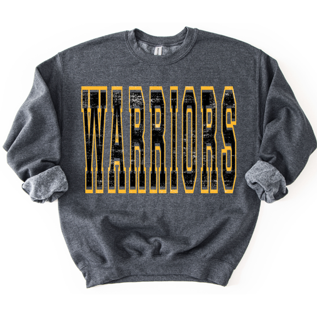 Warriors Black and Yellow Gold Varsity Style – DTF Transfer