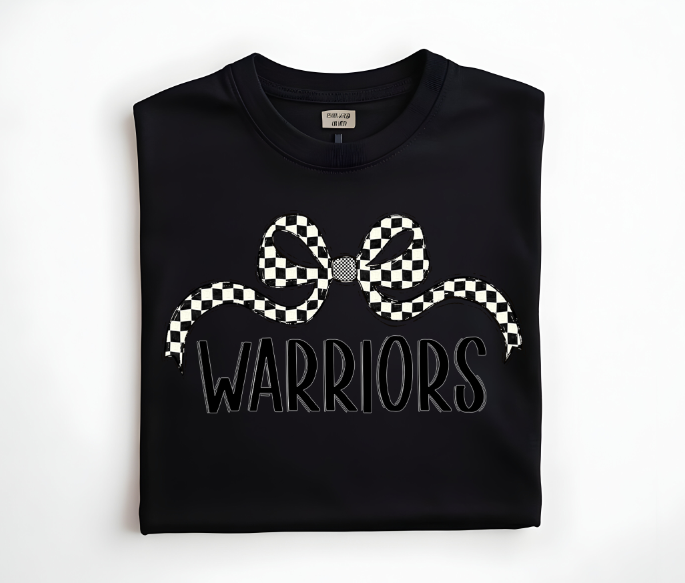 Warriors Checker Wide Bow DTF transfer design – image 1