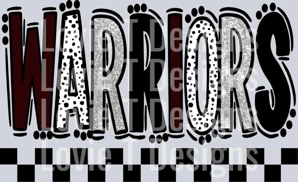 Warriors Maroon Light Gray Doodle Dot Mascot