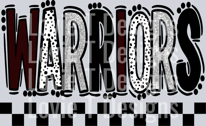 Warriors Maroon Light Gray Doodle Dot Mascot