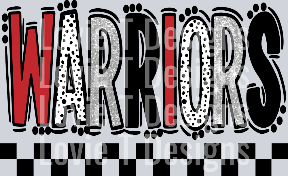 Warriors Red Light Gray Doodle Dot Mascot