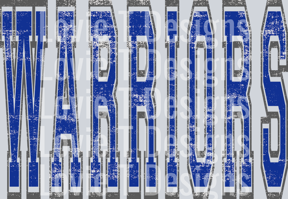 WARRIORS ROYAL BLUE AND GRAY VARSITY STYLE