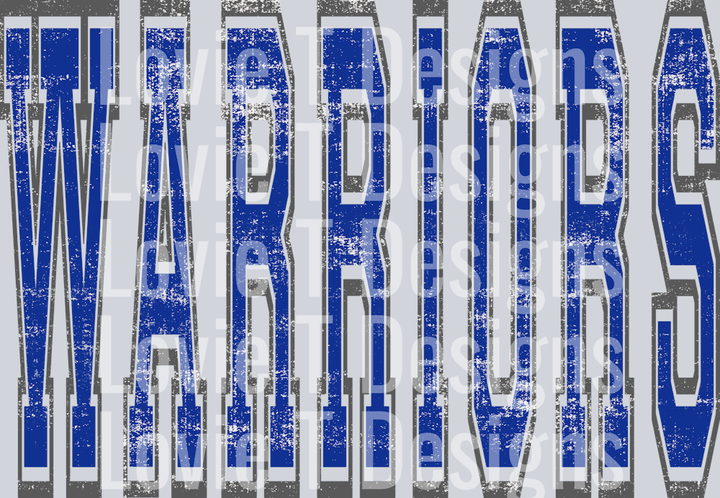 WARRIORS ROYAL BLUE AND GRAY VARSITY STYLE