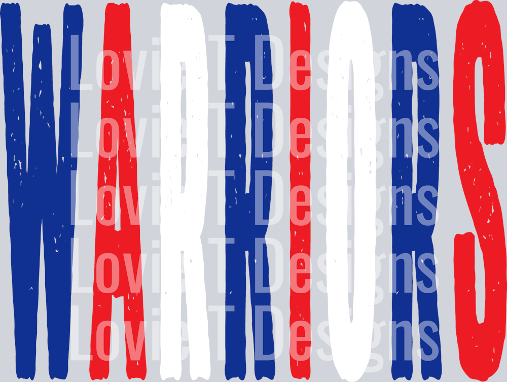 WARRIORS ROYAL RED AND WHITE OVERSIZED GRUNGE MASCOT