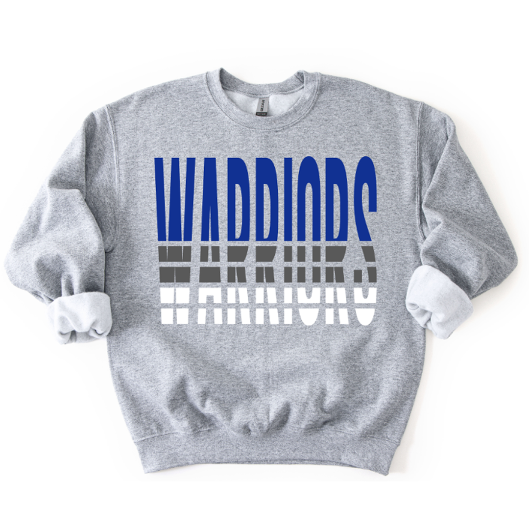 Warriors Split Varsity Royal Gray and White – DTF Transfer
