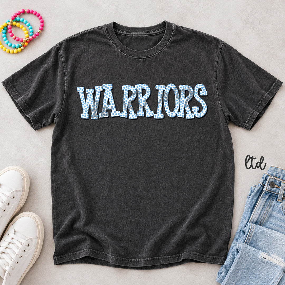 Warriors Columbia Blue Polka Dot Mascots DTF transfer mockup