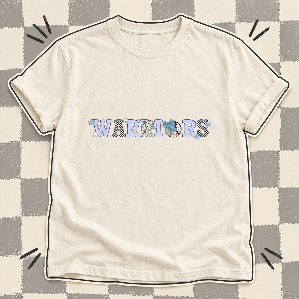Mixed Doodle Baseball Mascots – Mascot Colors Warriors Columbia Blue White design