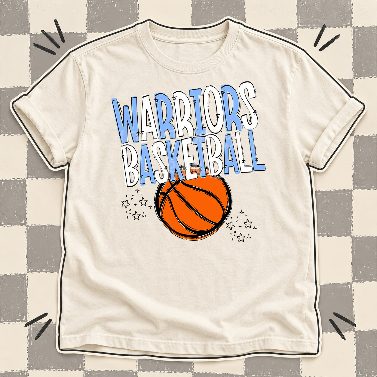 Team Go Basketball Mascots Warriors Columbia Blue White design