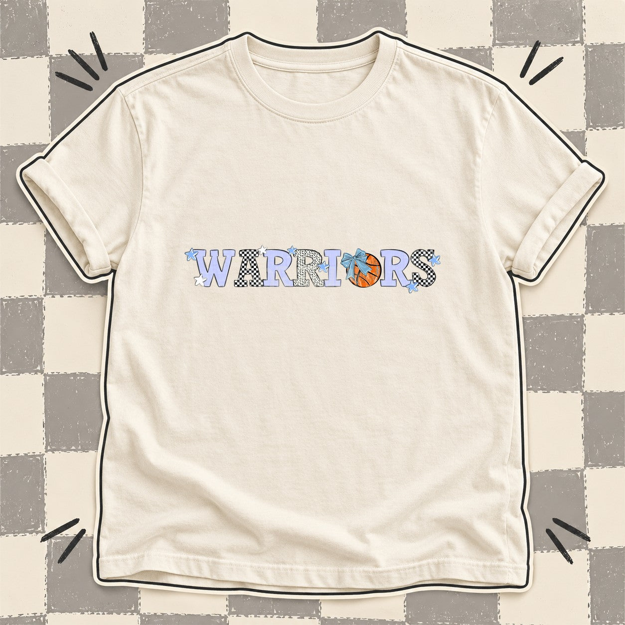 Mixed Doodle Basketball Mascots – Mascot Colors Warriors Columbia Blue White design