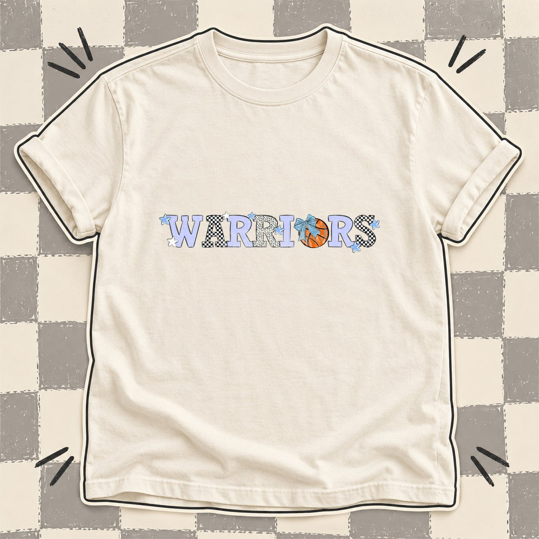 Warriors Columbia Blue White Mixed Doodle Basketball Mascots – Mascot Colors DTF transfer mockup