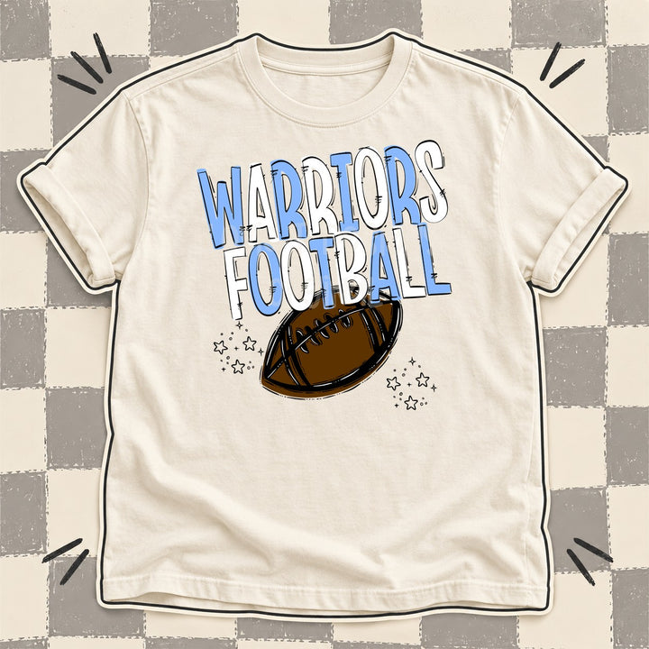 Warriors Columbia Blue White Team Go Football Mascots DTF transfer mockup