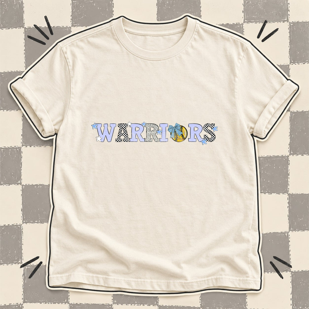 Warriors Columbia Blue White Mixed Doodle Softball Mascots – Mascot Colors DTF transfer mockup