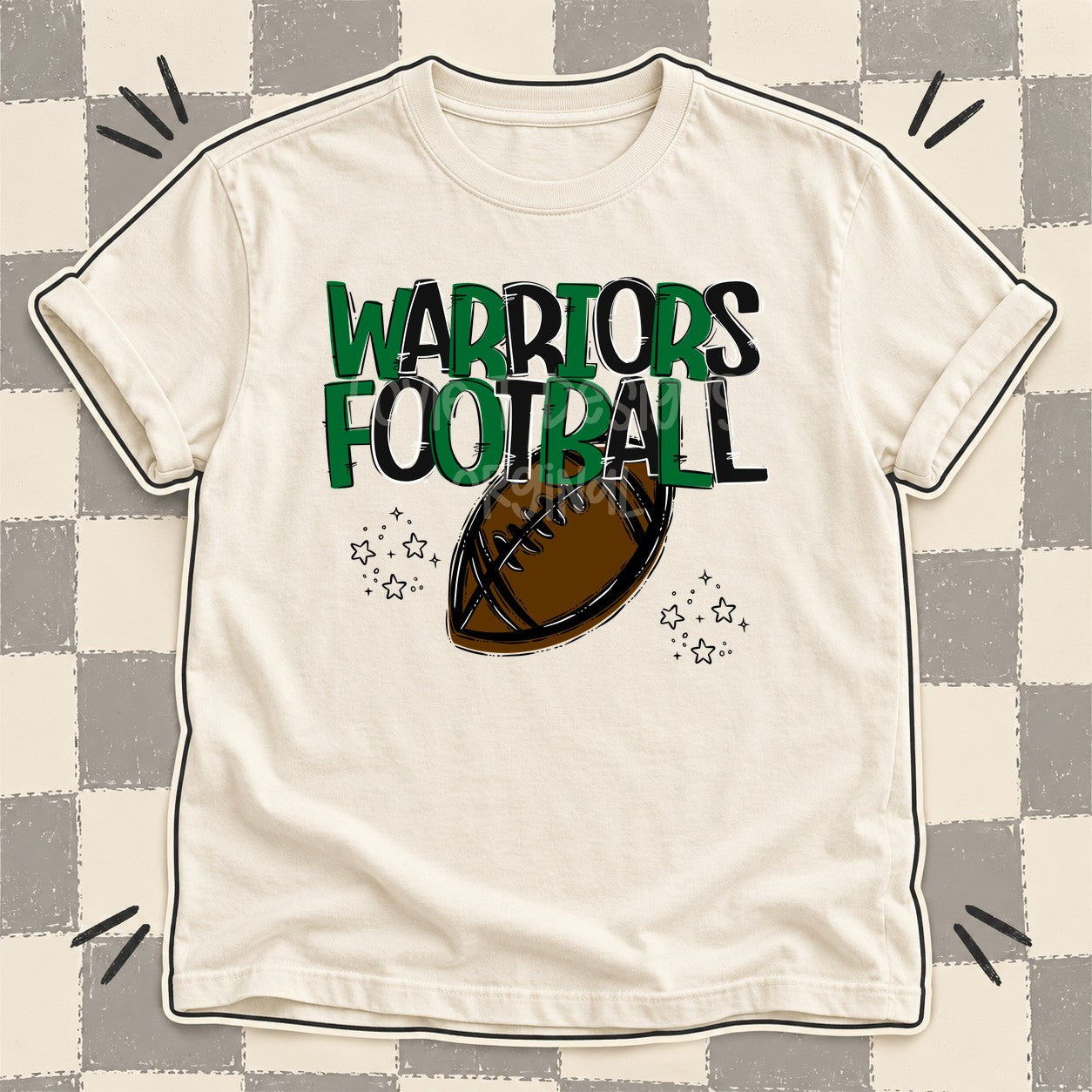 Team Go Football Mascots Warriors Kelly Green Black design