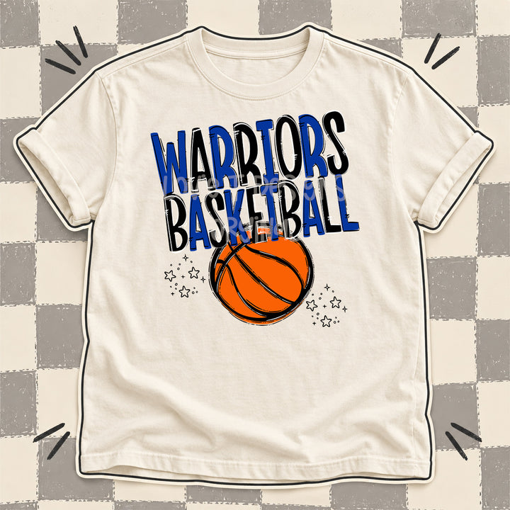 Warriors Royal Blue Black Team Go Basketball Mascots DTF transfer