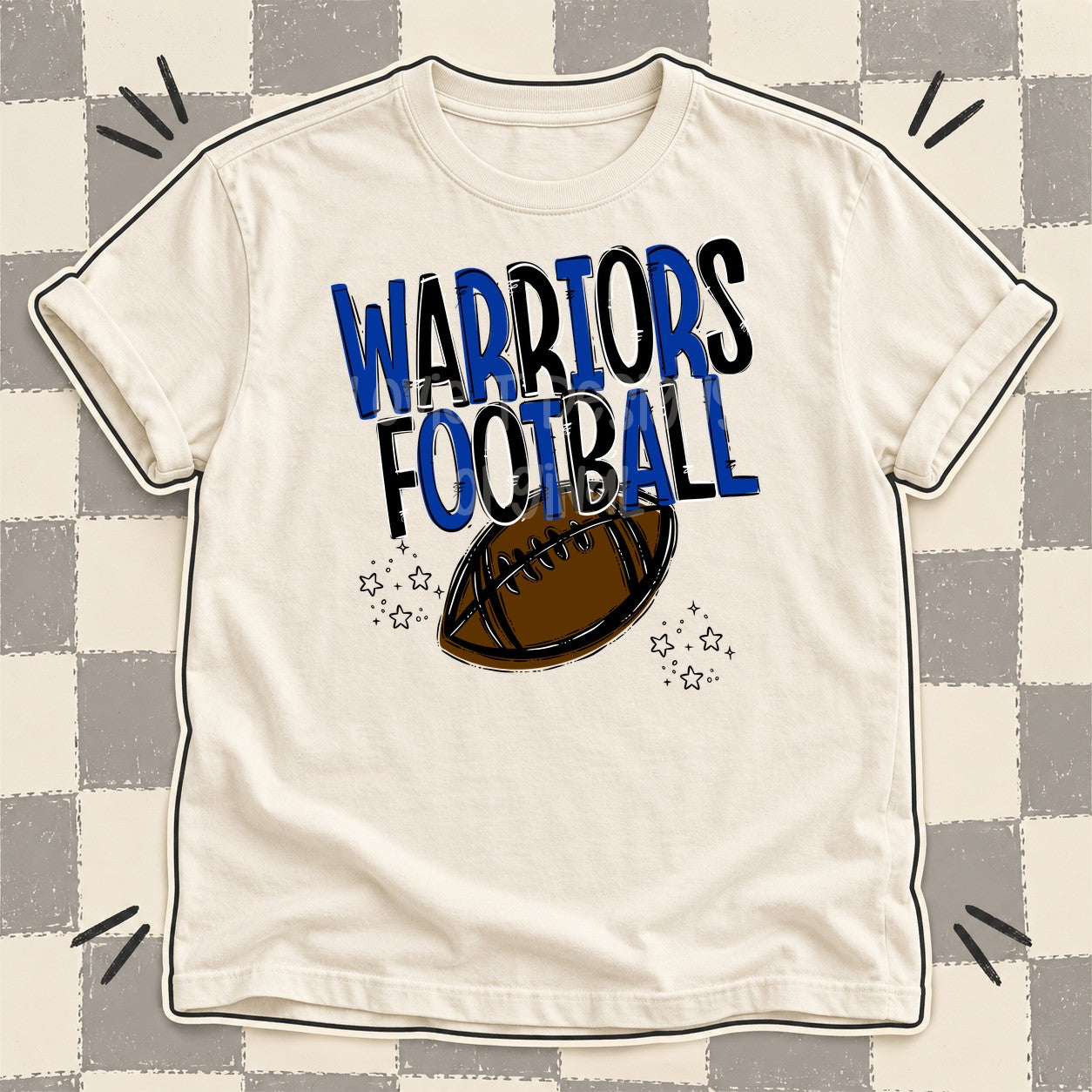 Team Go Football Mascots Warriors Royal Blue Black design