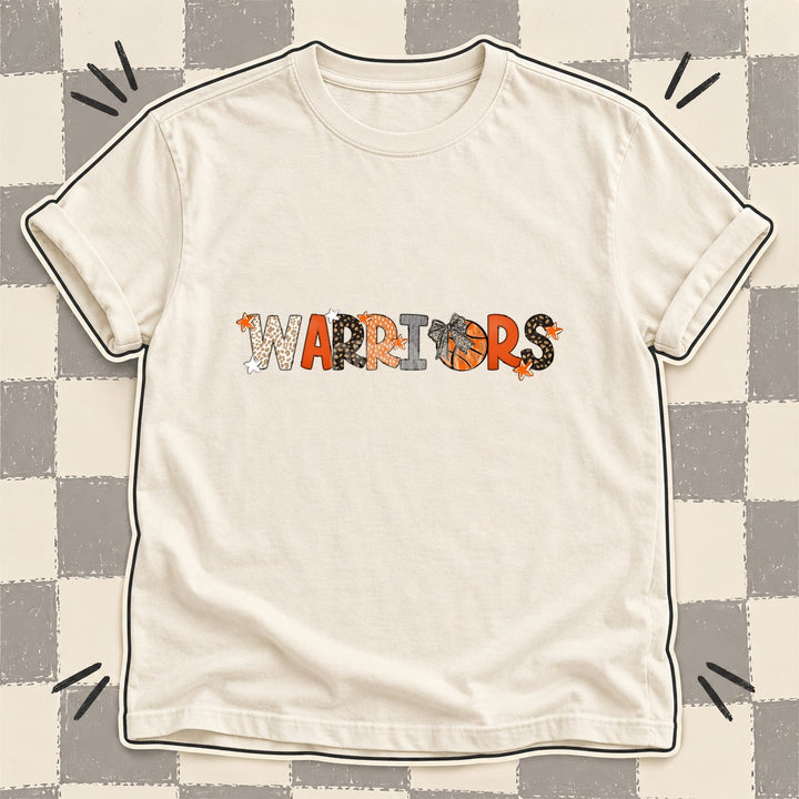 Warriors Mixed Doodle Basketball Mascots – Orange and Brown DTF transfer mockup