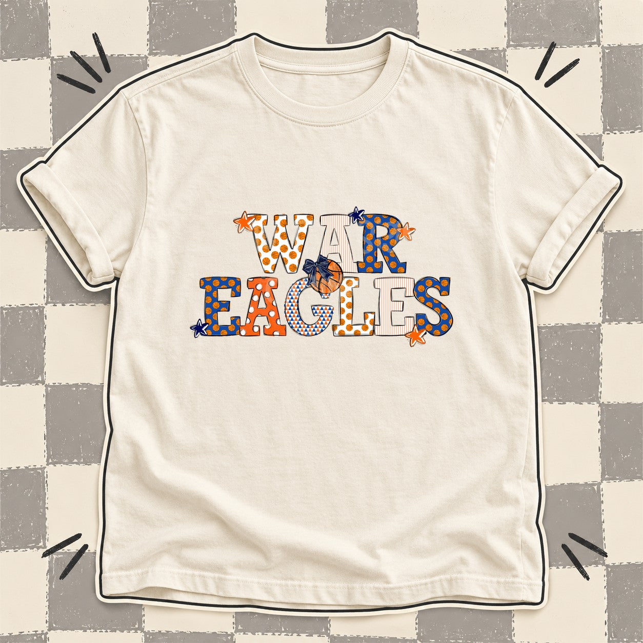 Mixed Doodle Basketball Mascots – Court Classic War Eagles design