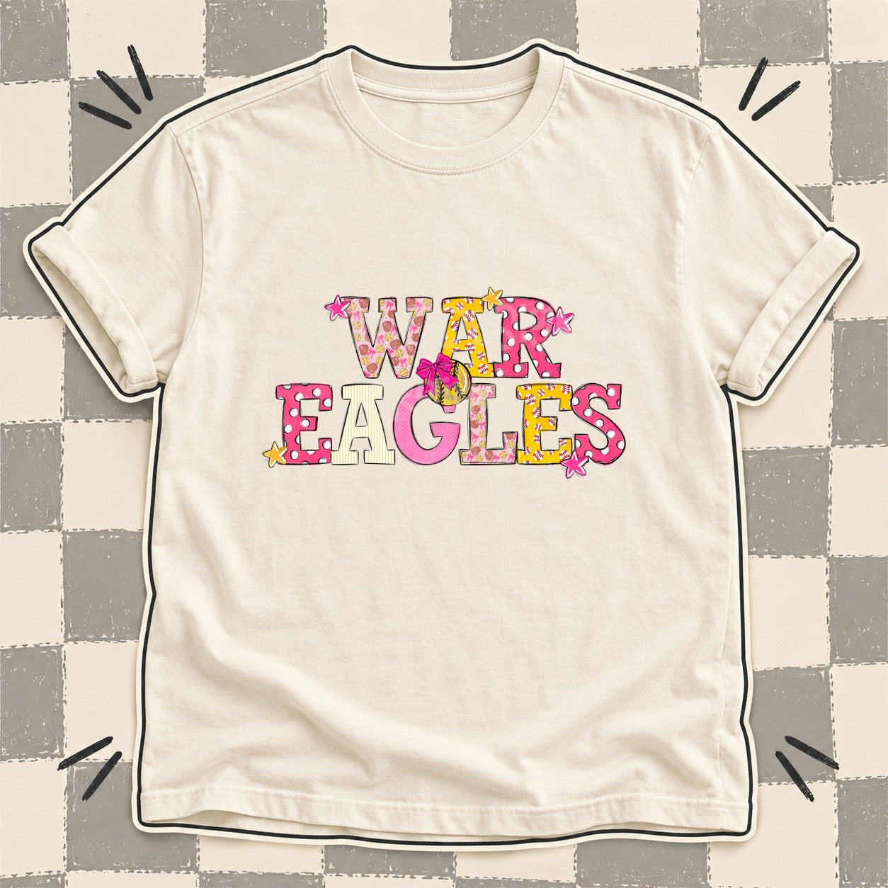 Mixed Doodle Softball Mascots – Sweet Softball War Eagles design