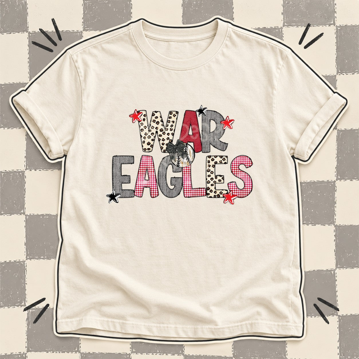 Mixed Doodle Baseball Mascots – Stitched Ballpark War Eagles design