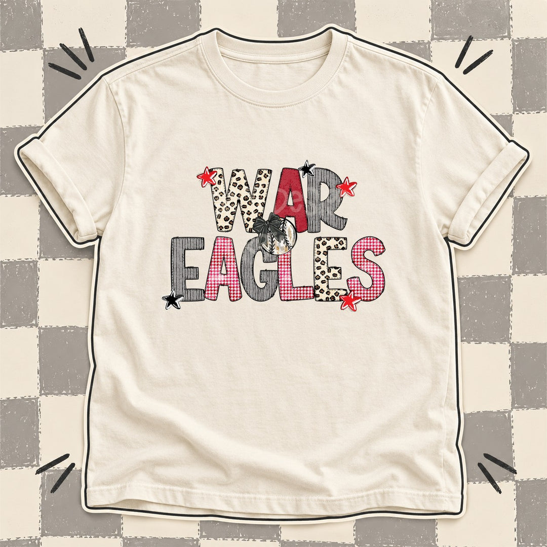 War Eagles Mixed Doodle Baseball Mascots – Stitched Ballpark DTF transfer mockup