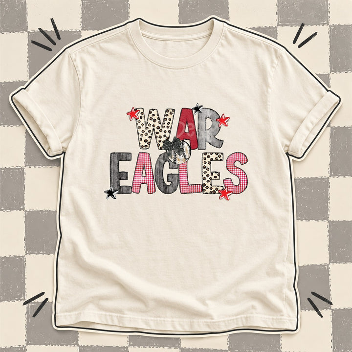 War Eagles Mixed Doodle Baseball Mascots – Stitched Ballpark DTF transfer mockup