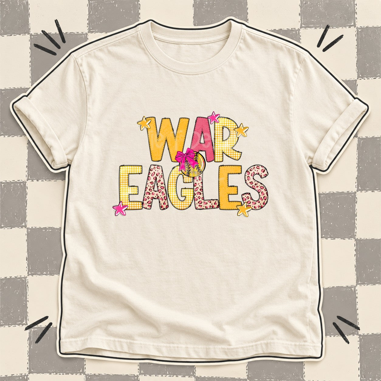 Mixed Doodle Softball Mascots – Stitched Softball War Eagles design
