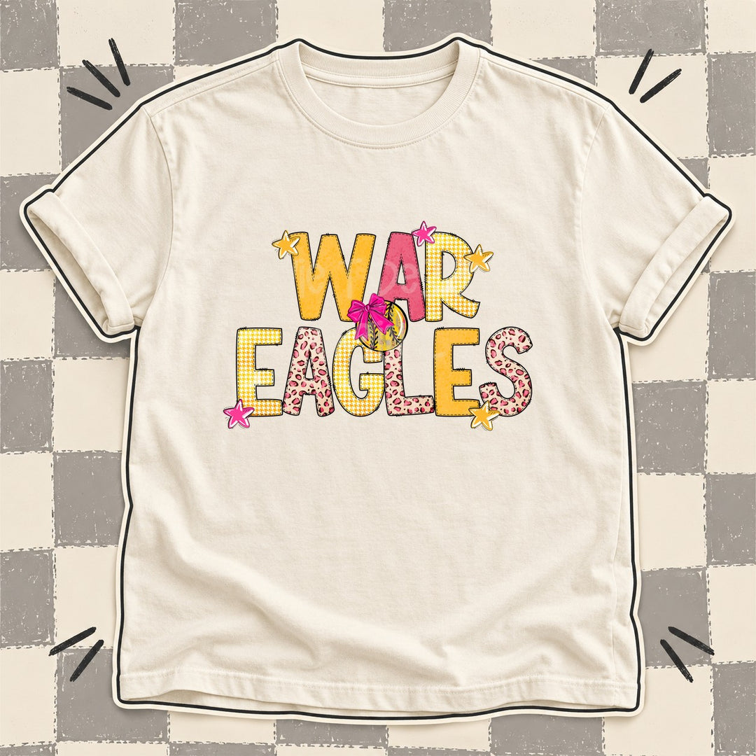 War Eagles Mixed Doodle Softball Mascots – Stitched Softball DTF transfer mockup