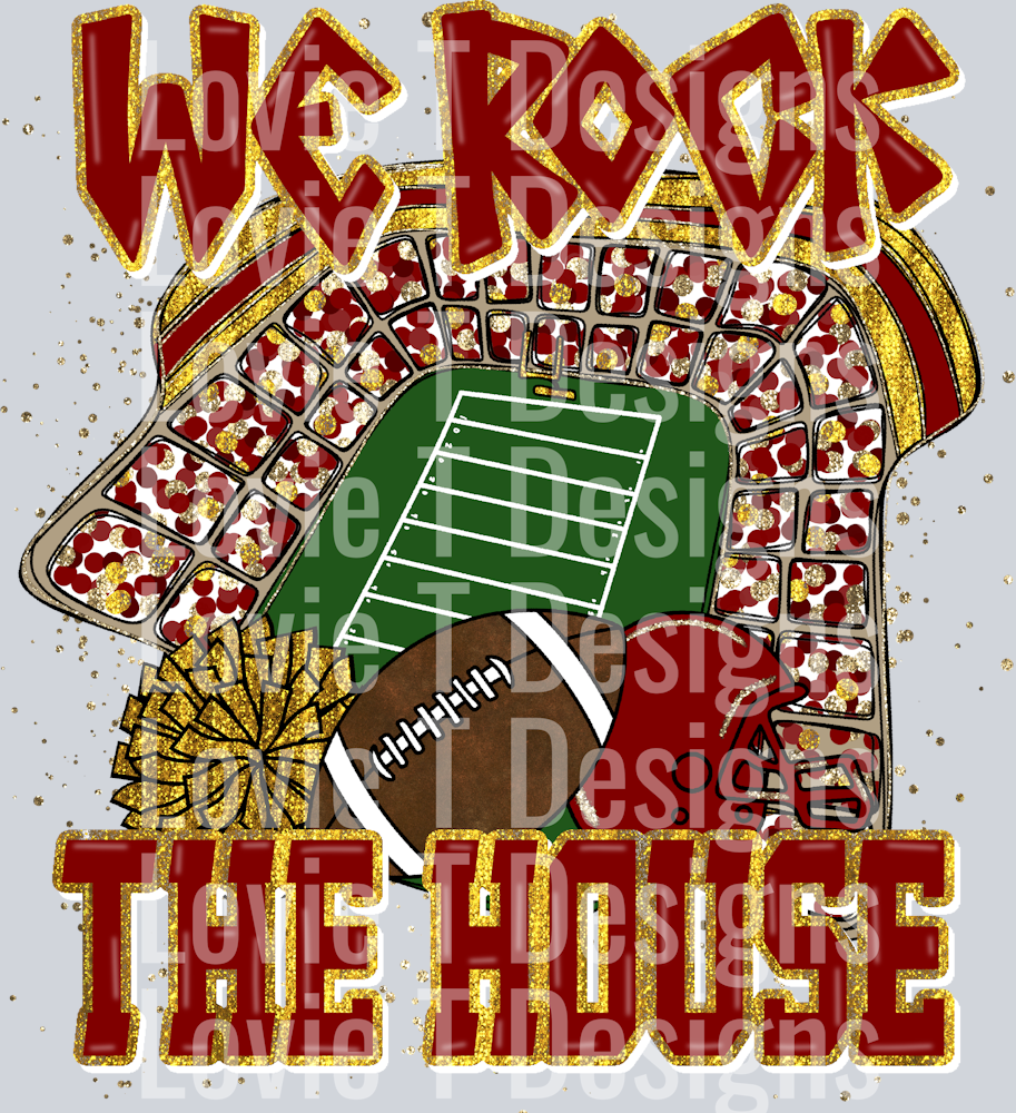 We Rock The House Maroon Yellow