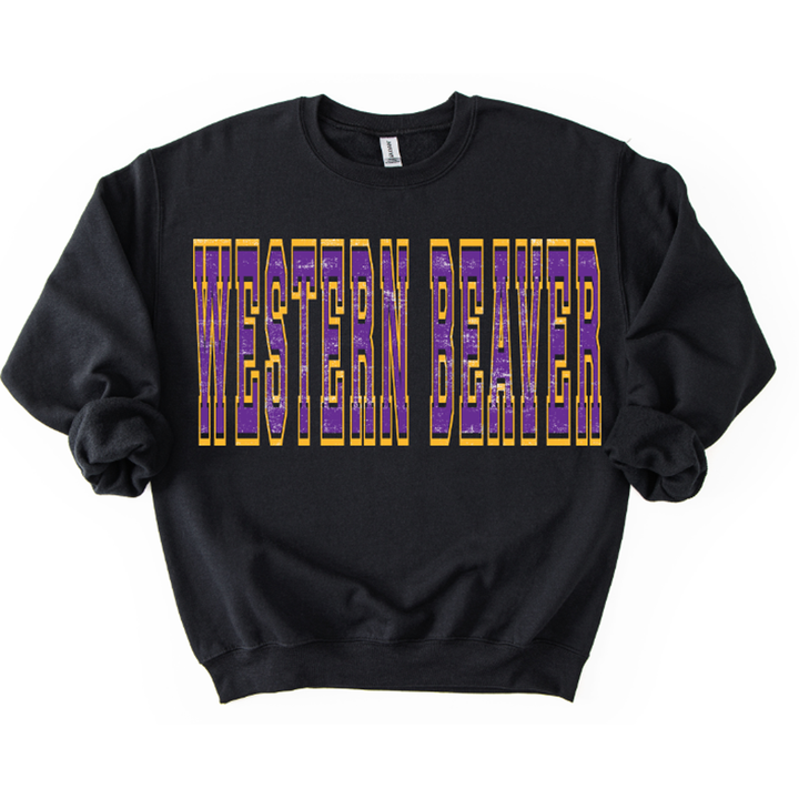 Wester Beaver Purple and Yellow Gold Varsity Style – DTF Transfer