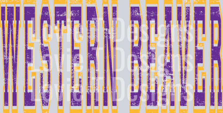 WESTER BEAVER PURPLE AND YELLOW GOLD VARSITY STYLE