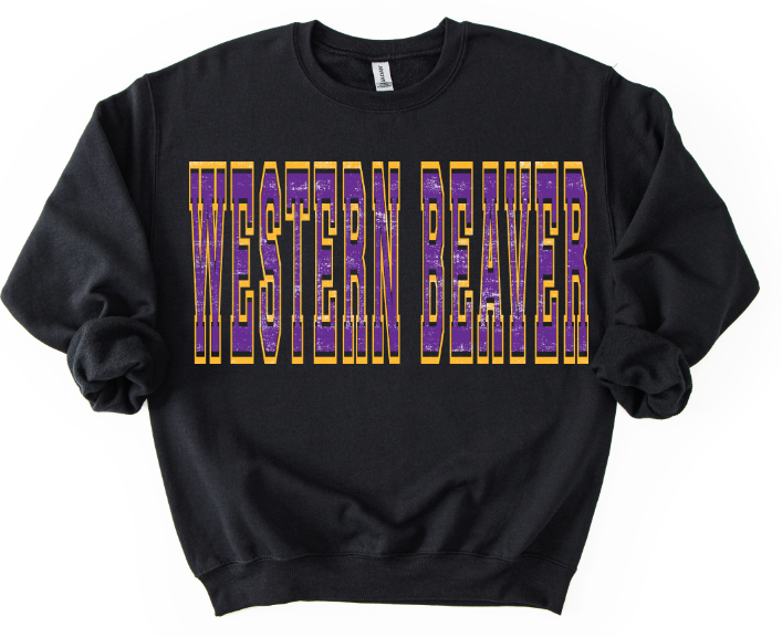 Wester Beaver Purple and Yellow Gold Varsity Style DTF transfer design – image 1