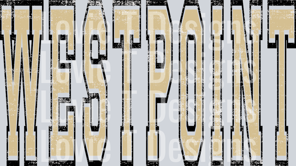 WESTPOINT OLD GOLD AND BLACK VARSITY GRUNGE MASCOT