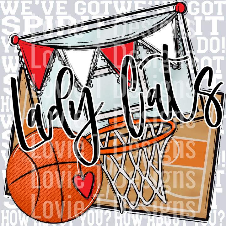We've Got Spirit BASKETBALL RED WHITE FONT LADY CATS