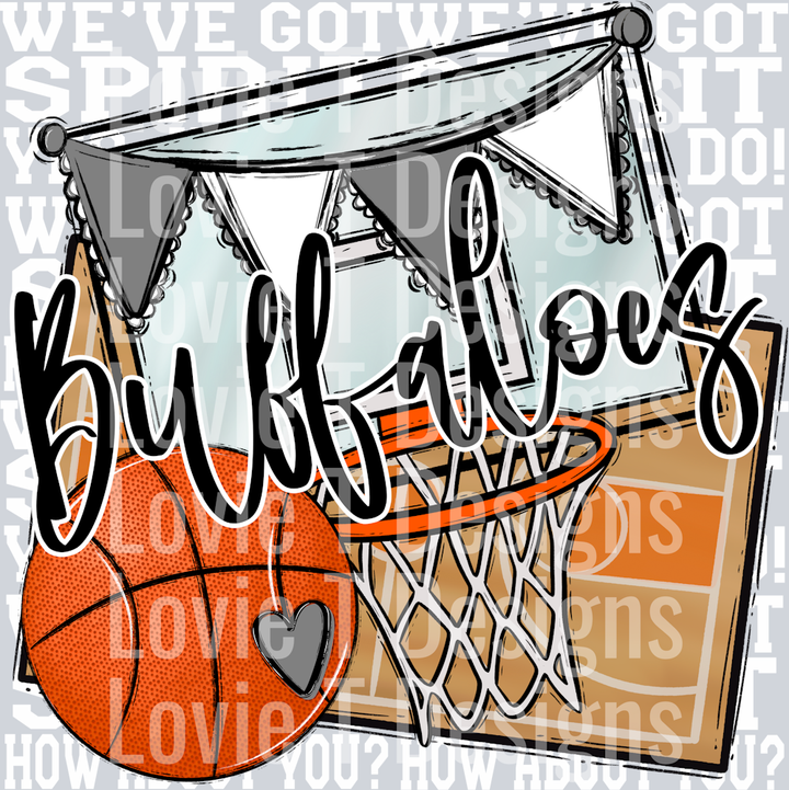 We've Got Spirit BASKETBALL WHITE PRINT  BUFFALOES GRAY