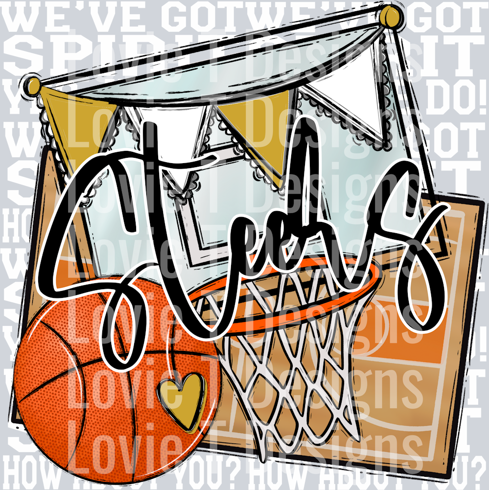 We've Got Spirit BASKETBALL WHITE PRINT STEERS VEGAS GOLD