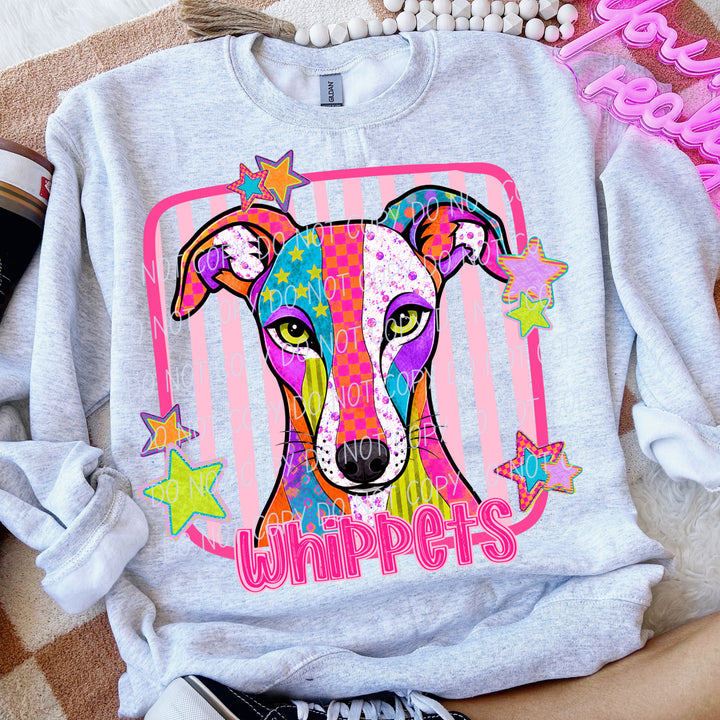 Whippets Funky Fresh mascot DTF transfer