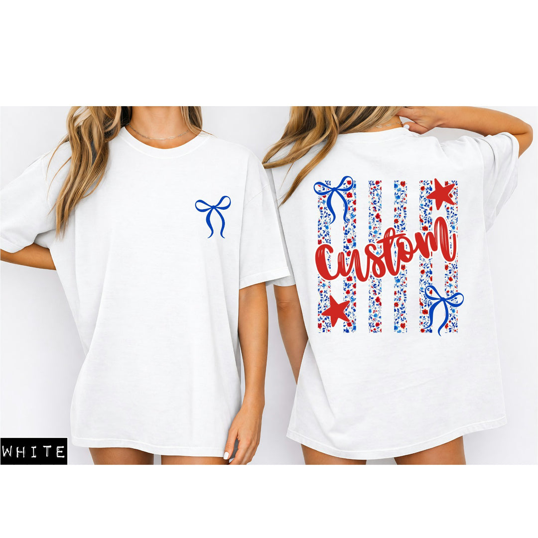 Red White Blue Floral Custom customizable DTF transfer mockup