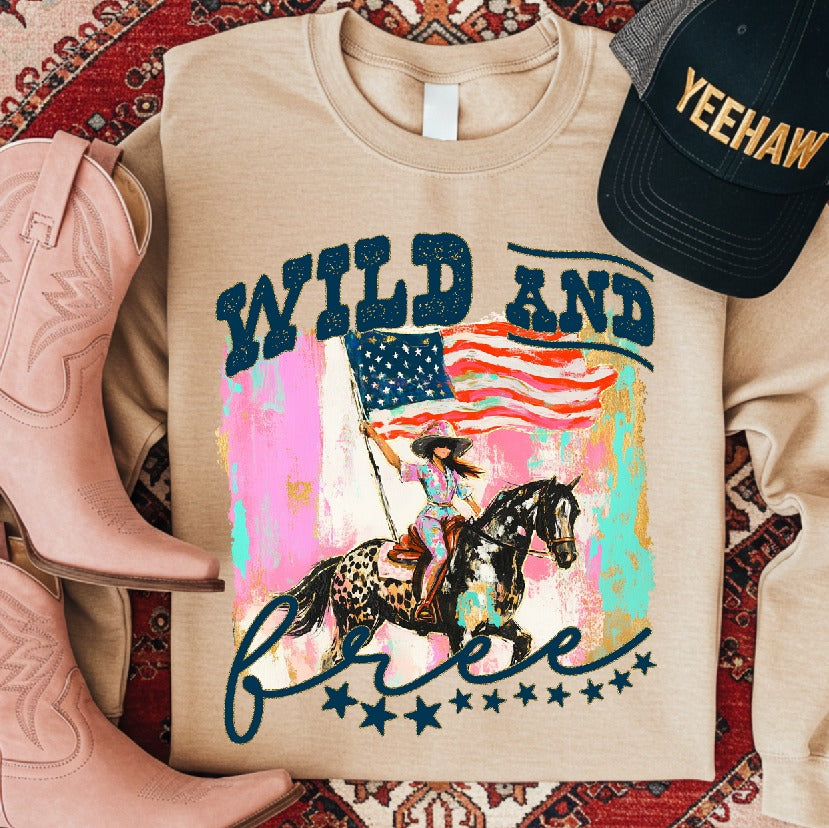 Wild and Free Cowgirl DTF transfer design