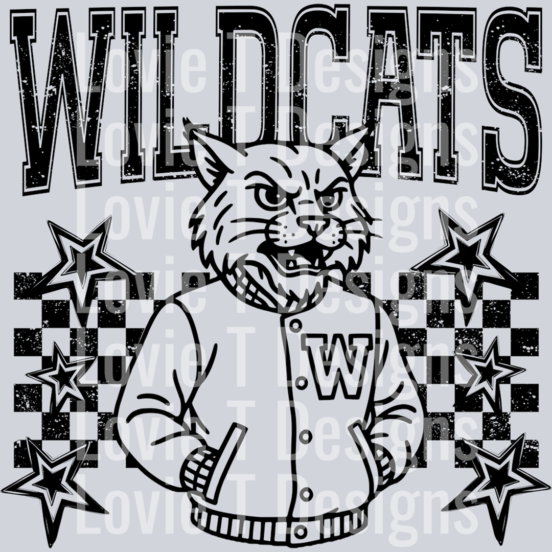 Wildcats Checkered and Stars – DTF Transfer