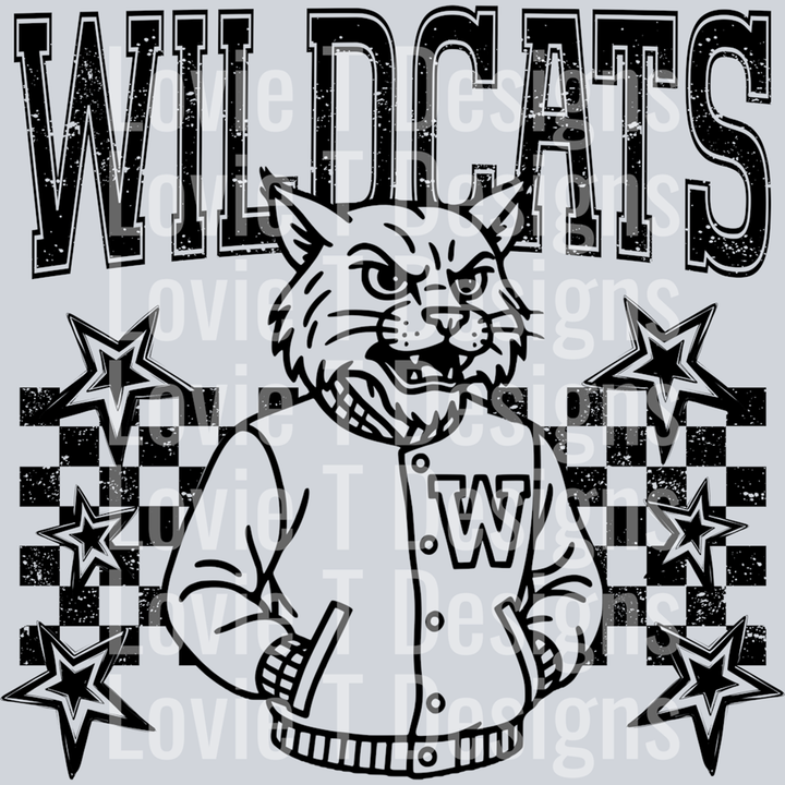 Wildcats Checkered and Stars – DTF Transfer