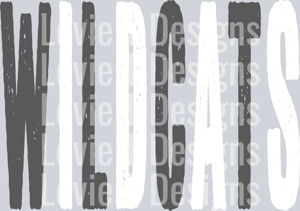 WILDCATS GRAY AND WHITE OVERSIZED GRUNGE MASCOT