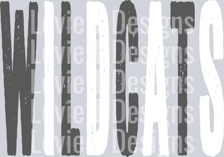 WILDCATS GRAY AND WHITE OVERSIZED GRUNGE MASCOT