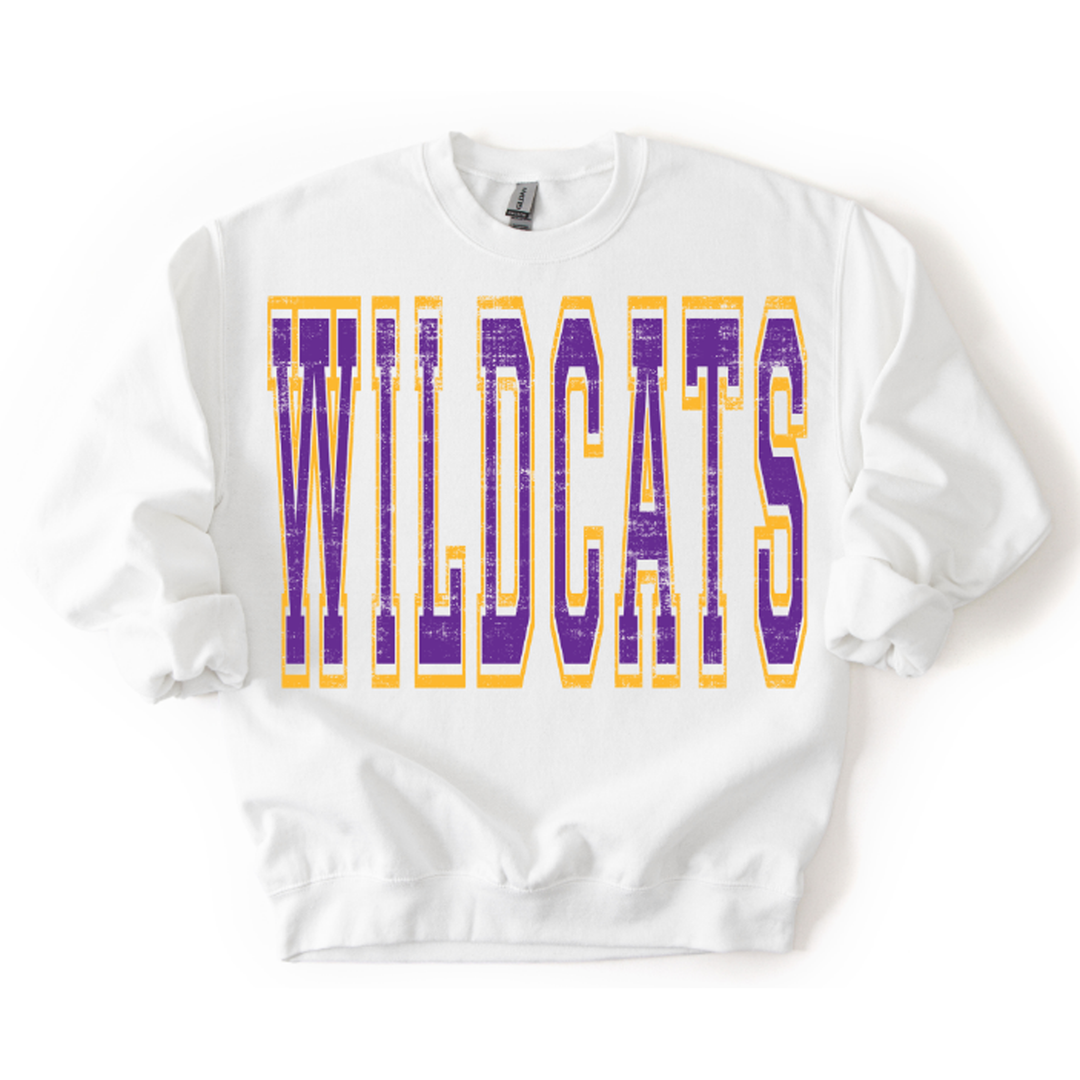 Wildcats Purple and Yellow Gold Varsity Style – DTF Transfer