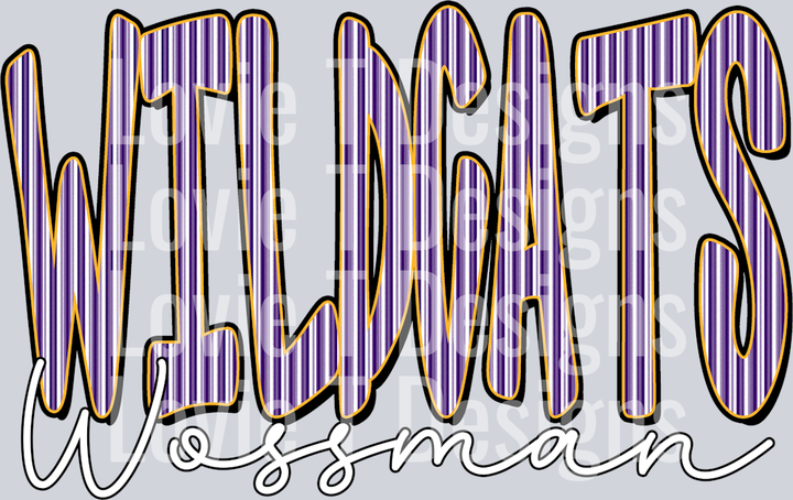 WILDCATS WOSSMAN PURPLE AND YELLOW GOLD PREPSTER