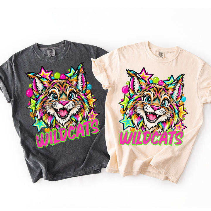 Wildcats Neon Starstruck mascot DTF transfer