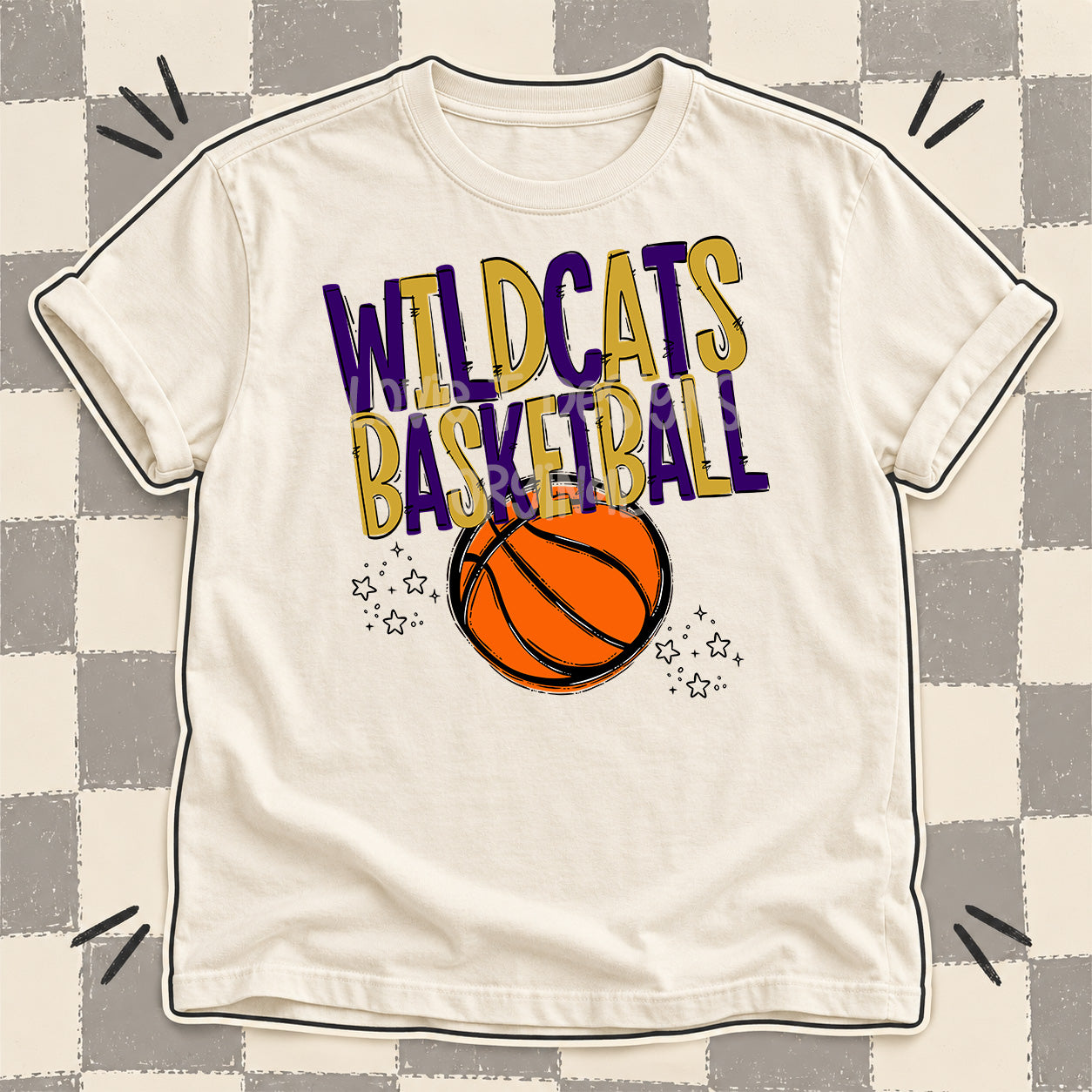 Team Go Basketball Mascots Wildcats Purple Vegas Gold design