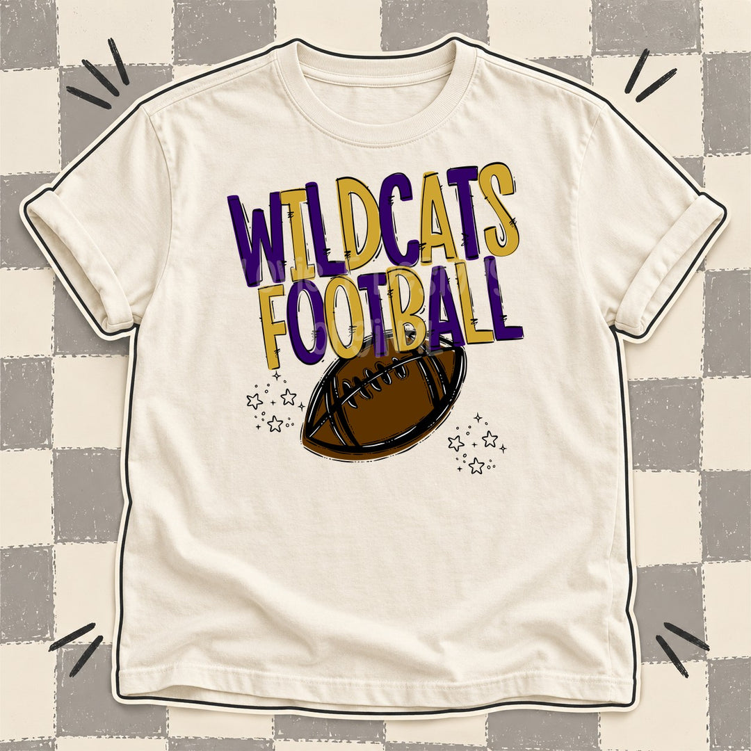 Wildcats Purple Vegas Gold Team Go Football Mascots DTF transfer mockup