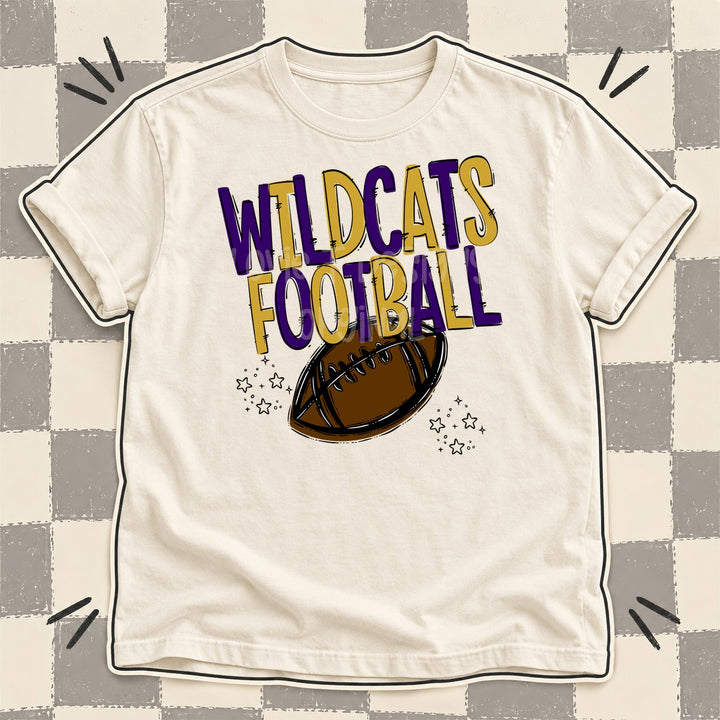 Wildcats Purple Vegas Gold Team Go Football Mascots DTF transfer mockup