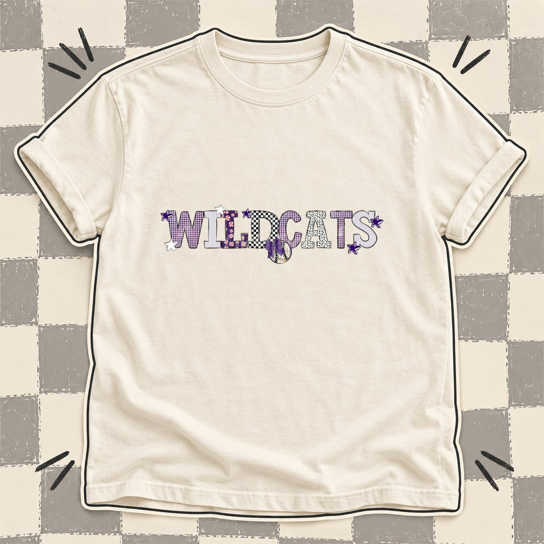 Wildcats Purple White Mixed Doodle Baseball Mascots – Mascot Colors DTF transfer mockup