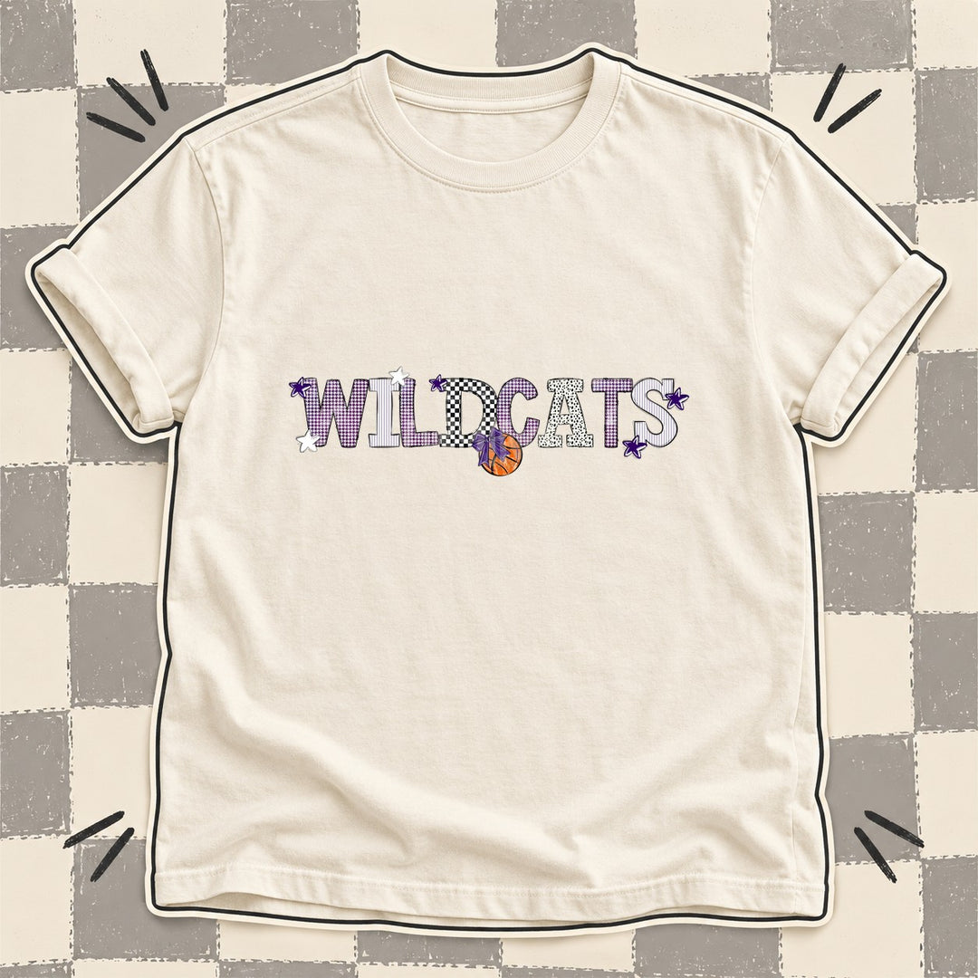 Wildcats Purple White Mixed Doodle Basketball Mascots – Mascot Colors DTF transfer mockup